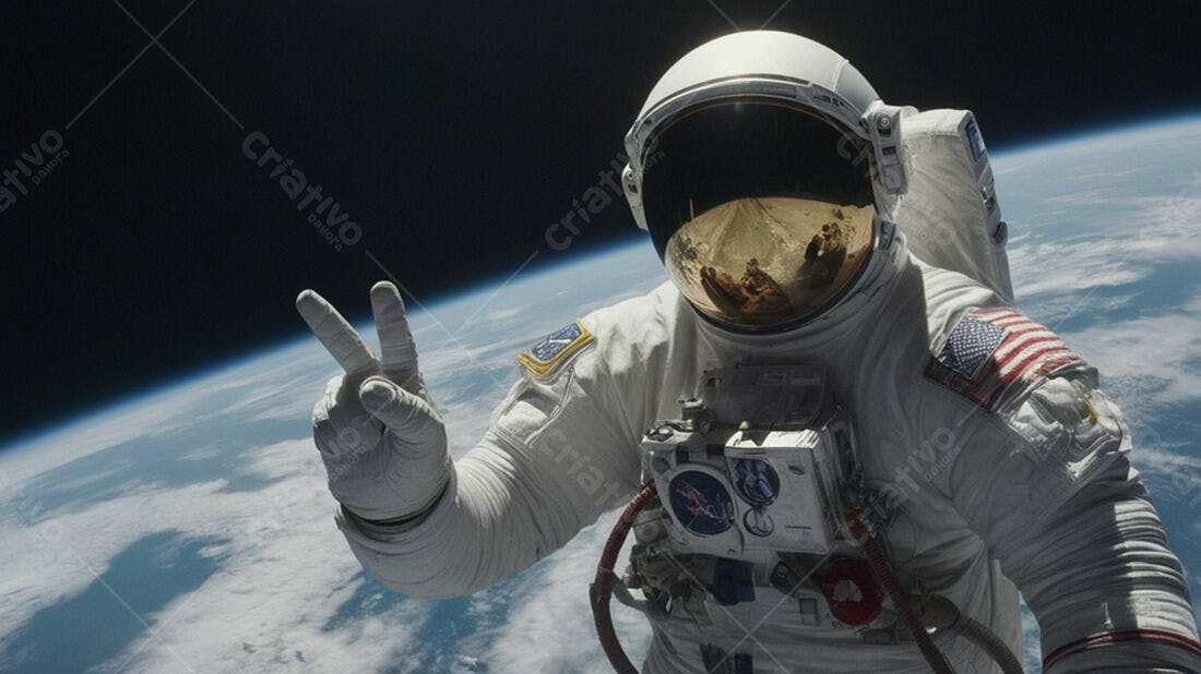 Astronauta mostrando paz no espaço