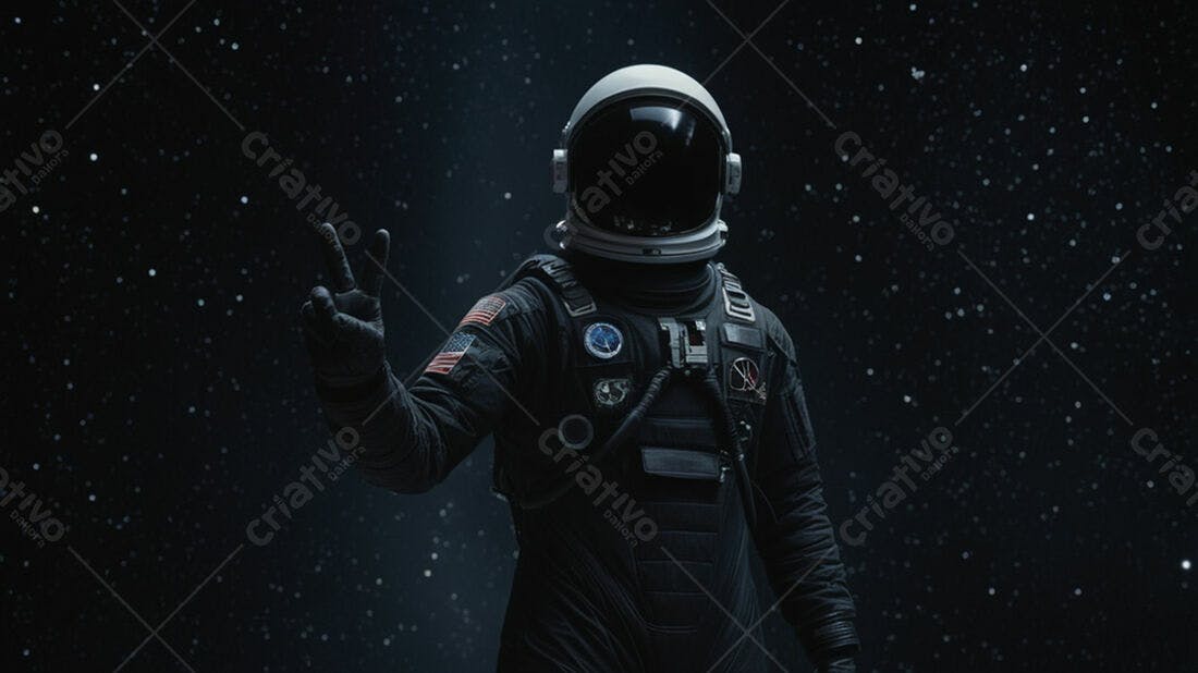 Astronauta mostrando paz no espaço