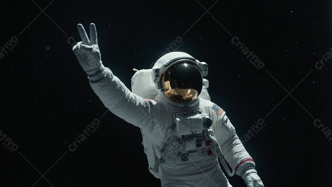 Astronauta mostrando paz no espaço