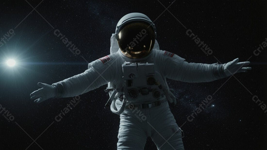 Astronauta no espaço braços abertos
