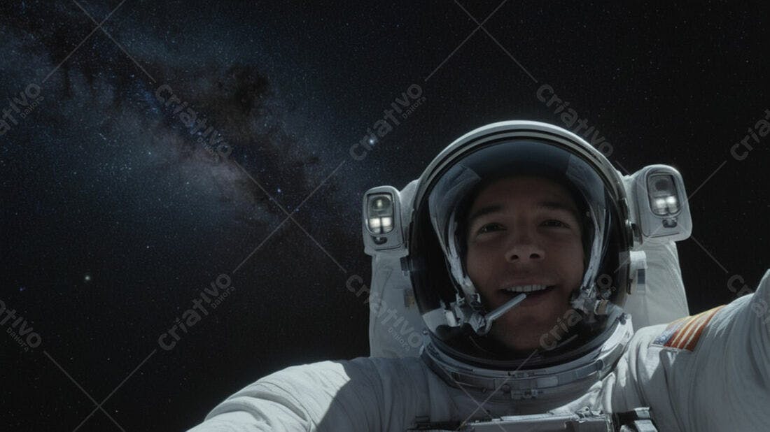 Astronauta sorridente no espaço sideral