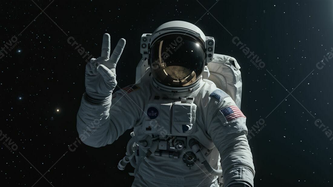 Astronauta mostrando paz no espaço