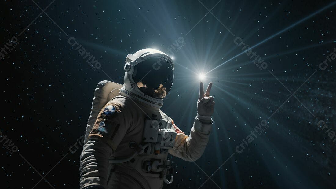 Astronauta mostrando paz no espaço