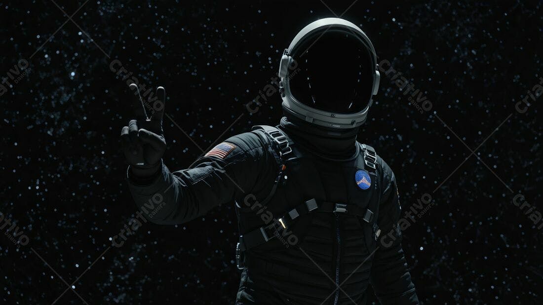 Astronauta mostrando paz no espaço