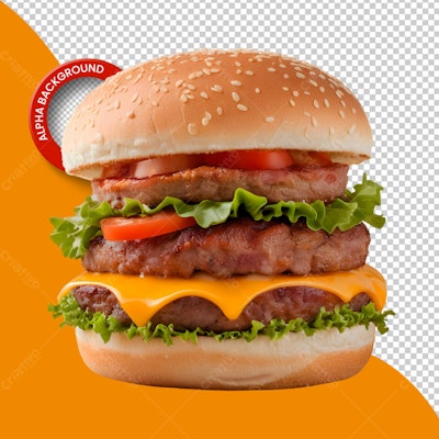 Psd Mockup Hambúrguer Duplo Queijo para Cardápio Restaurante PSD Editável