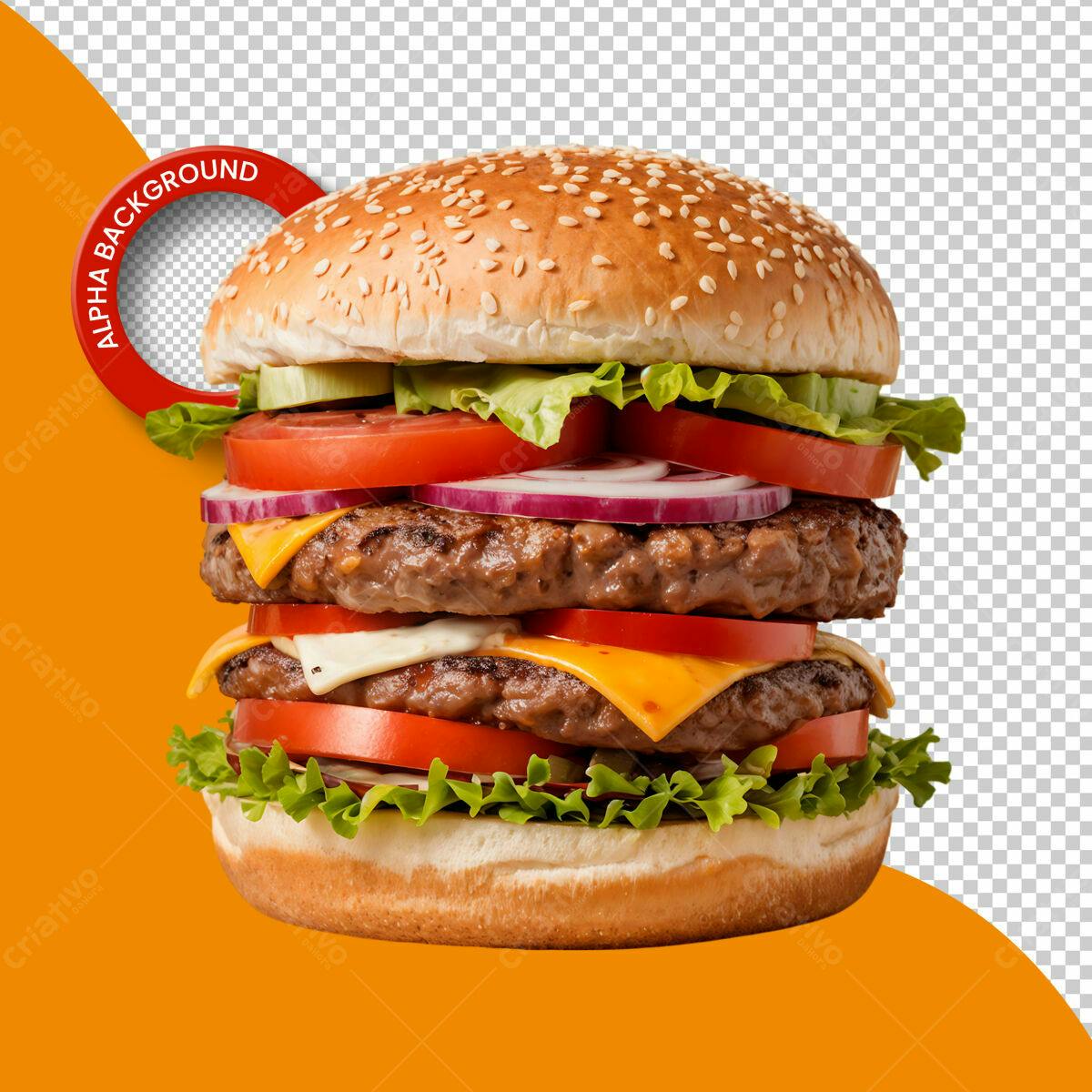 Psd Hambúrguer Duplo para Cardápio de Lanchonete PSD Editável