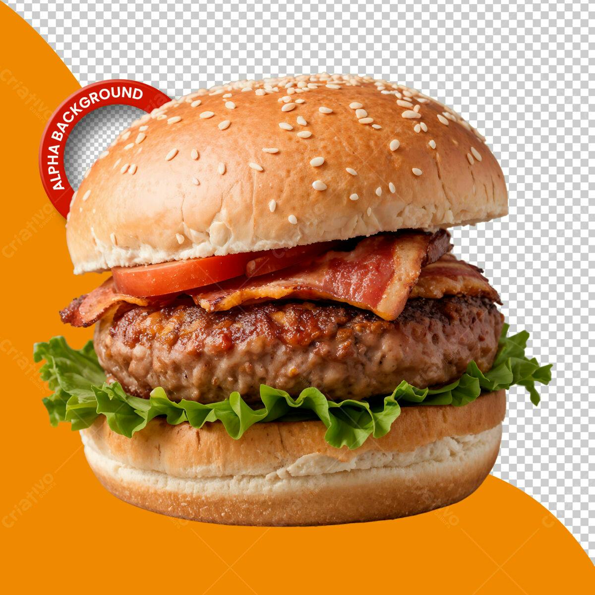 Hambúrguer com Bacon PSD Editável