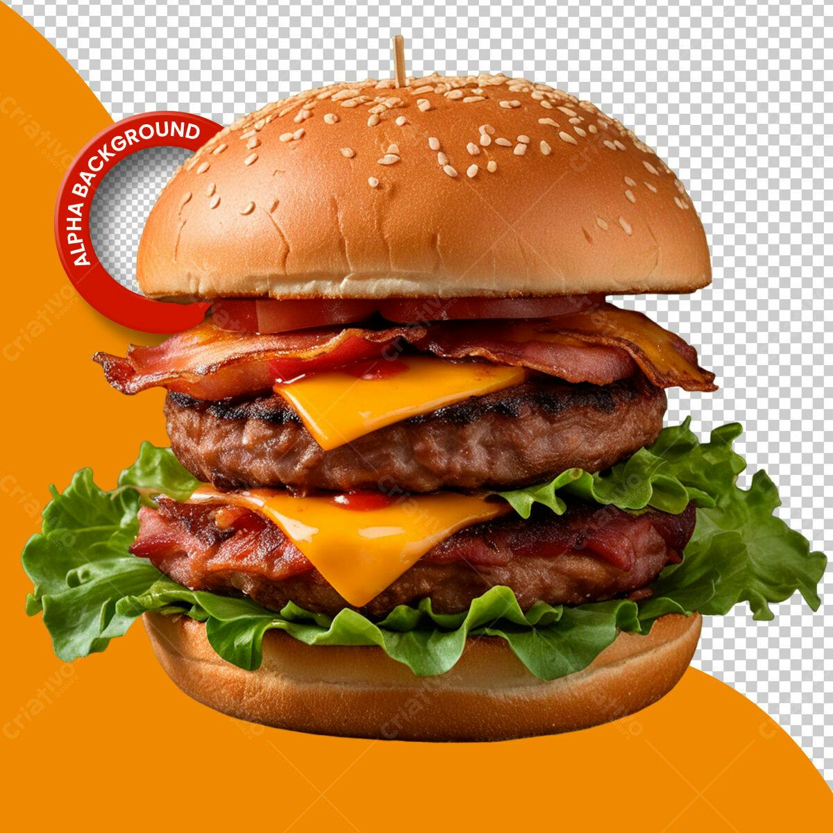 Banner Hambúrguer Duplo com Bacon PSD Editável