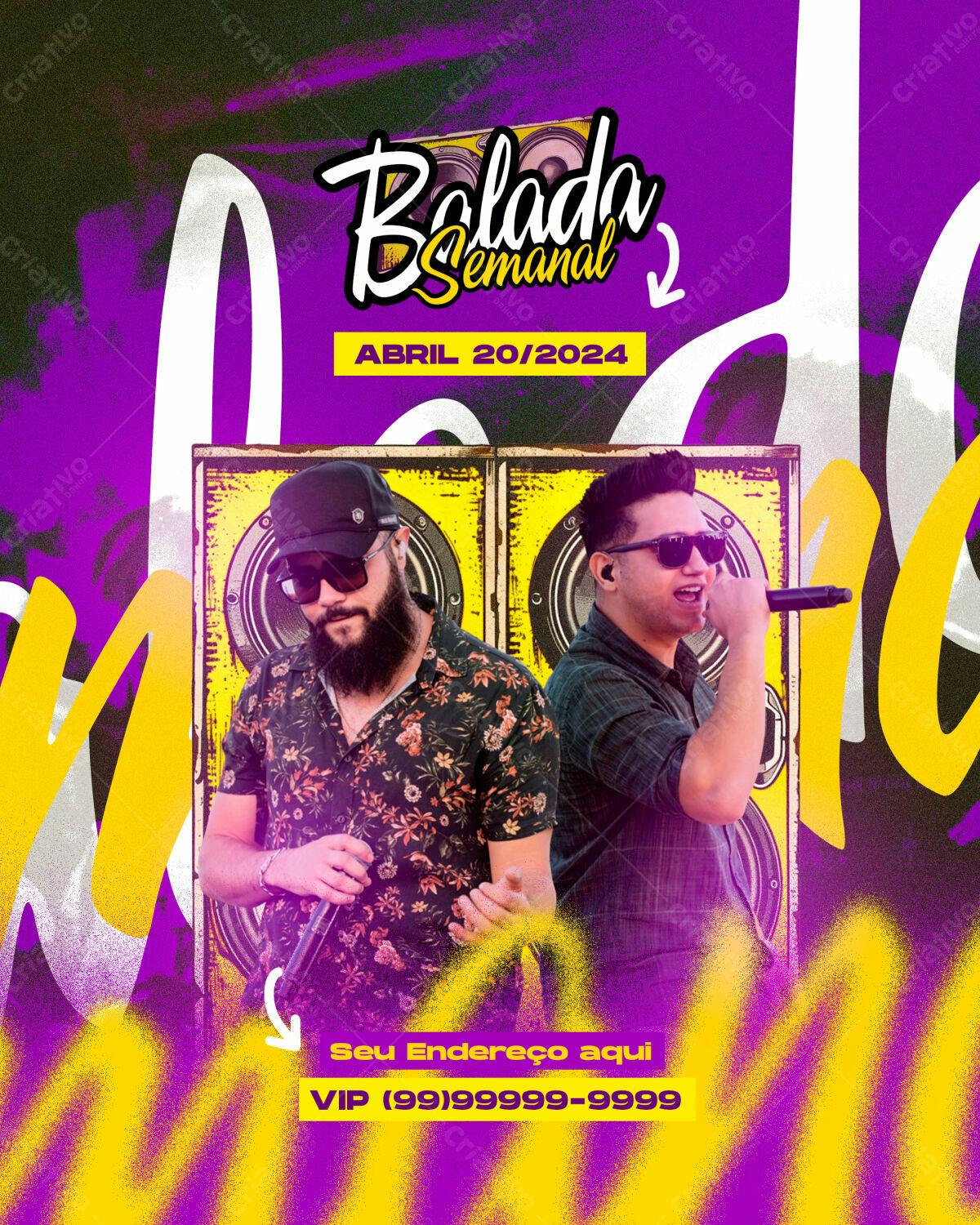 Flyer para Balada Semanal Abril 2024 PSD Editável