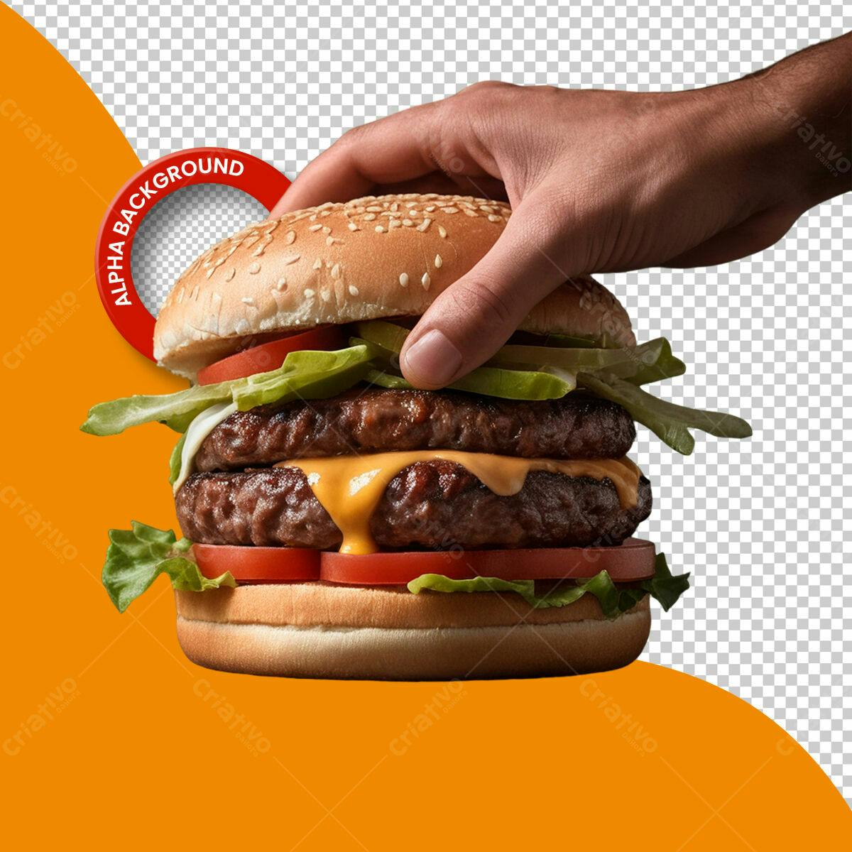 Psd de Hambúrguer Duplo para Redes Sociais PSD Editável