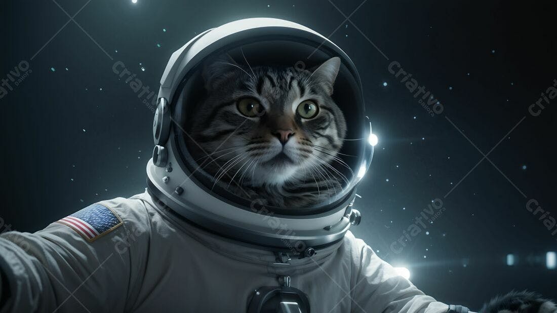 Gato astronauta no espaço