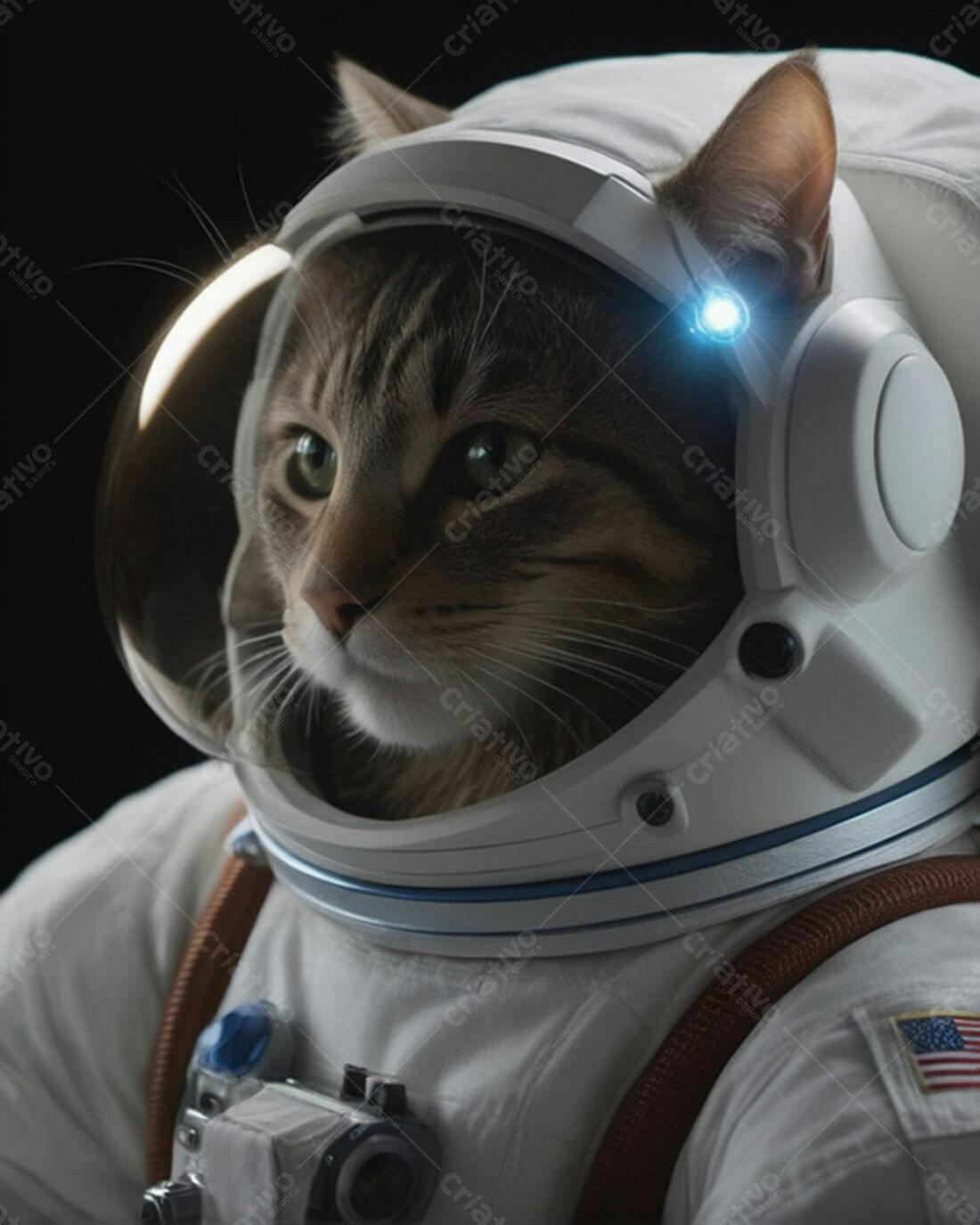 Gato astronauta em traje espacial