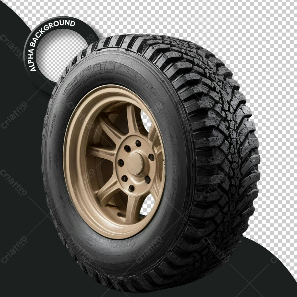 Pneu e Aro para Carro 4x4 PSD Editável