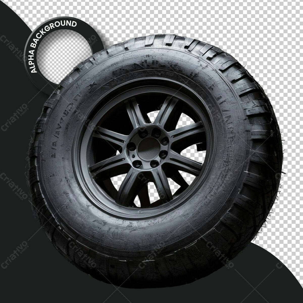 Pneu 4x4 Preto PSD Editável