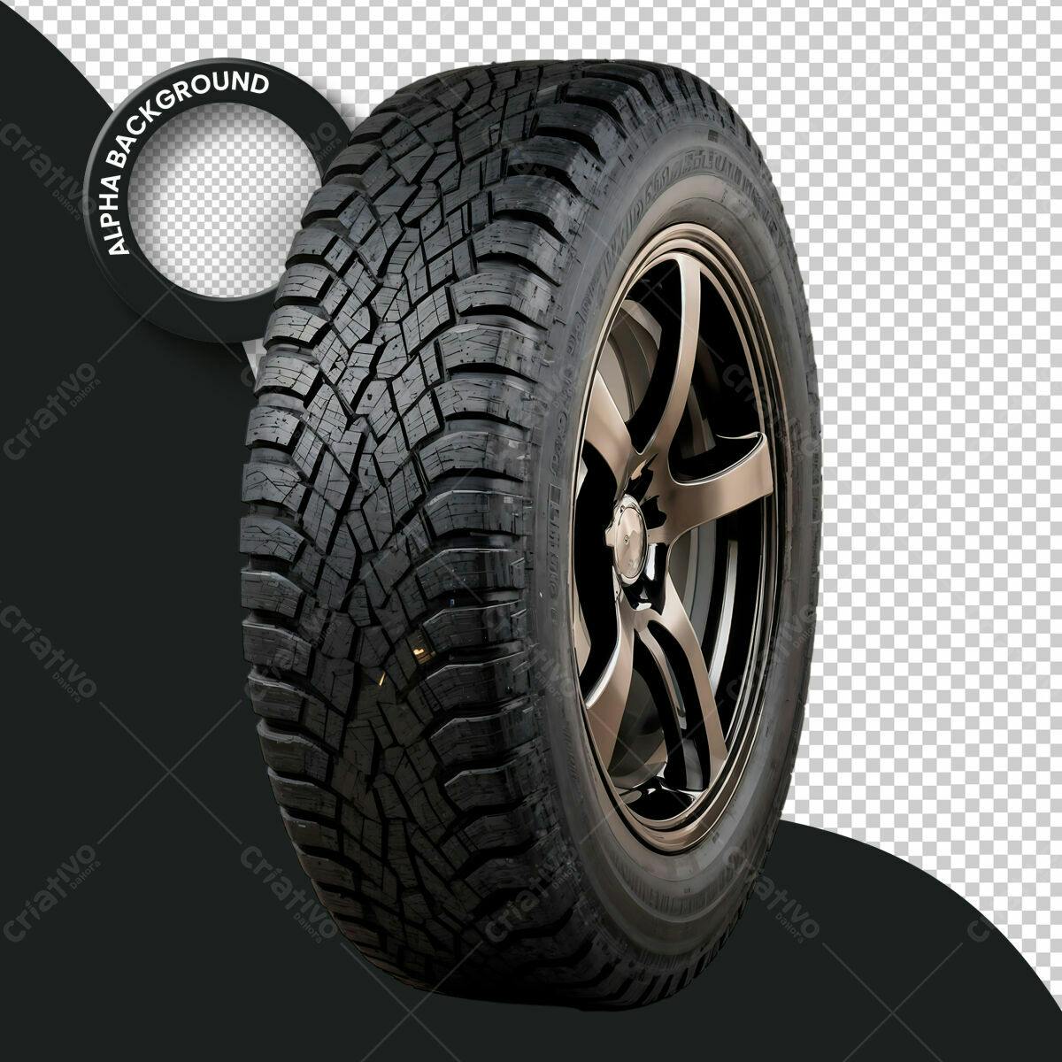 Pneu e Aro para Design de Carro PSD Editável