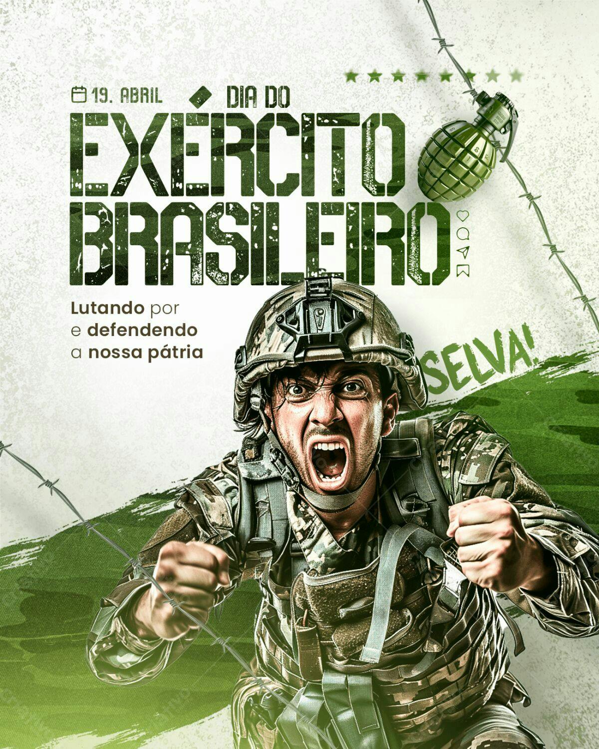 Flyer Dia do Exército Brasileiro PSD Editável