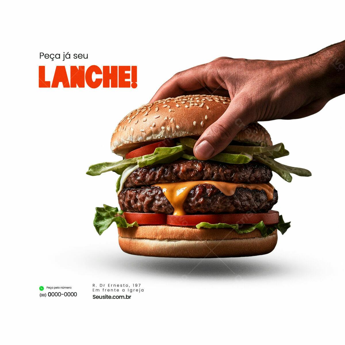 PSD Lanche Delicioso para Cardápio de Hamburgueria PSD Editável