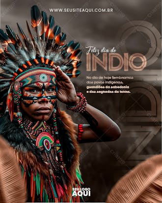 Feed dia do índio | social media | psd editável