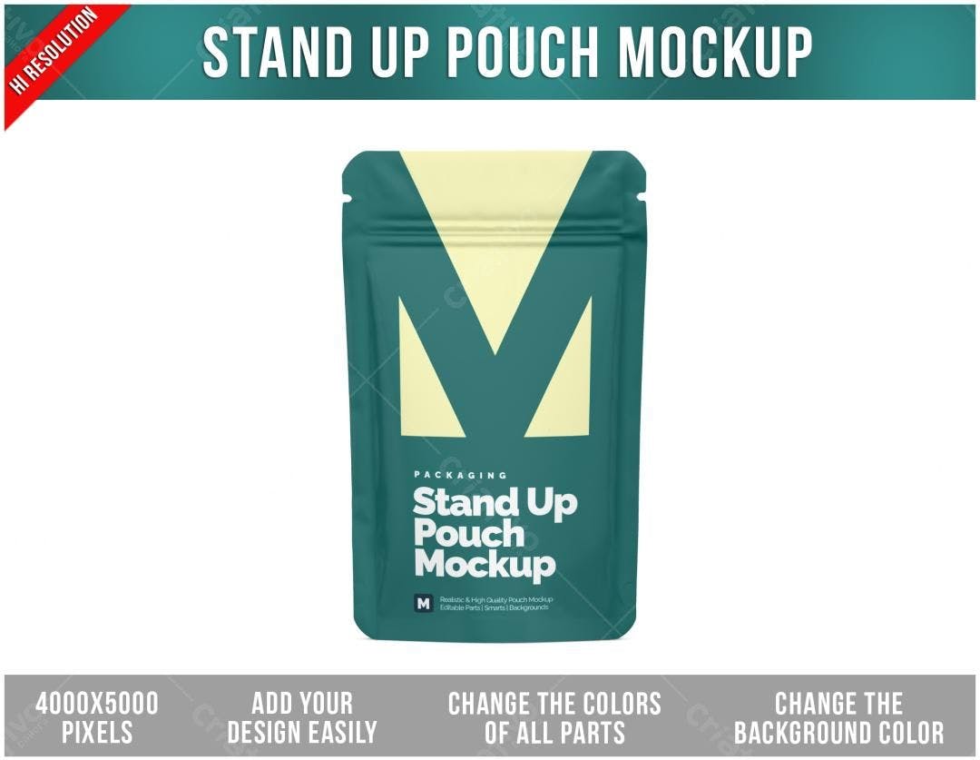 Embalagem Stand Up Pouch PSD Editável