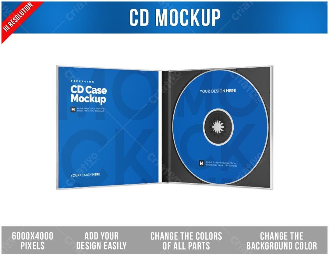 Mockup de Caixa de CD em Azul PSD Editável