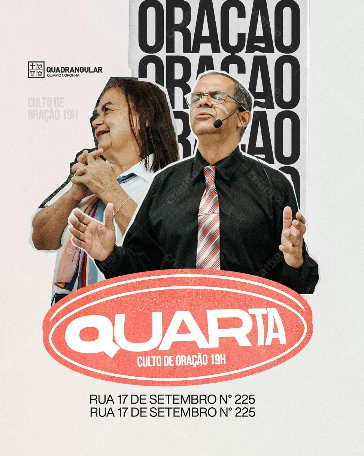 Flyer para Culto de Oração Quarta-feira PSD Editável