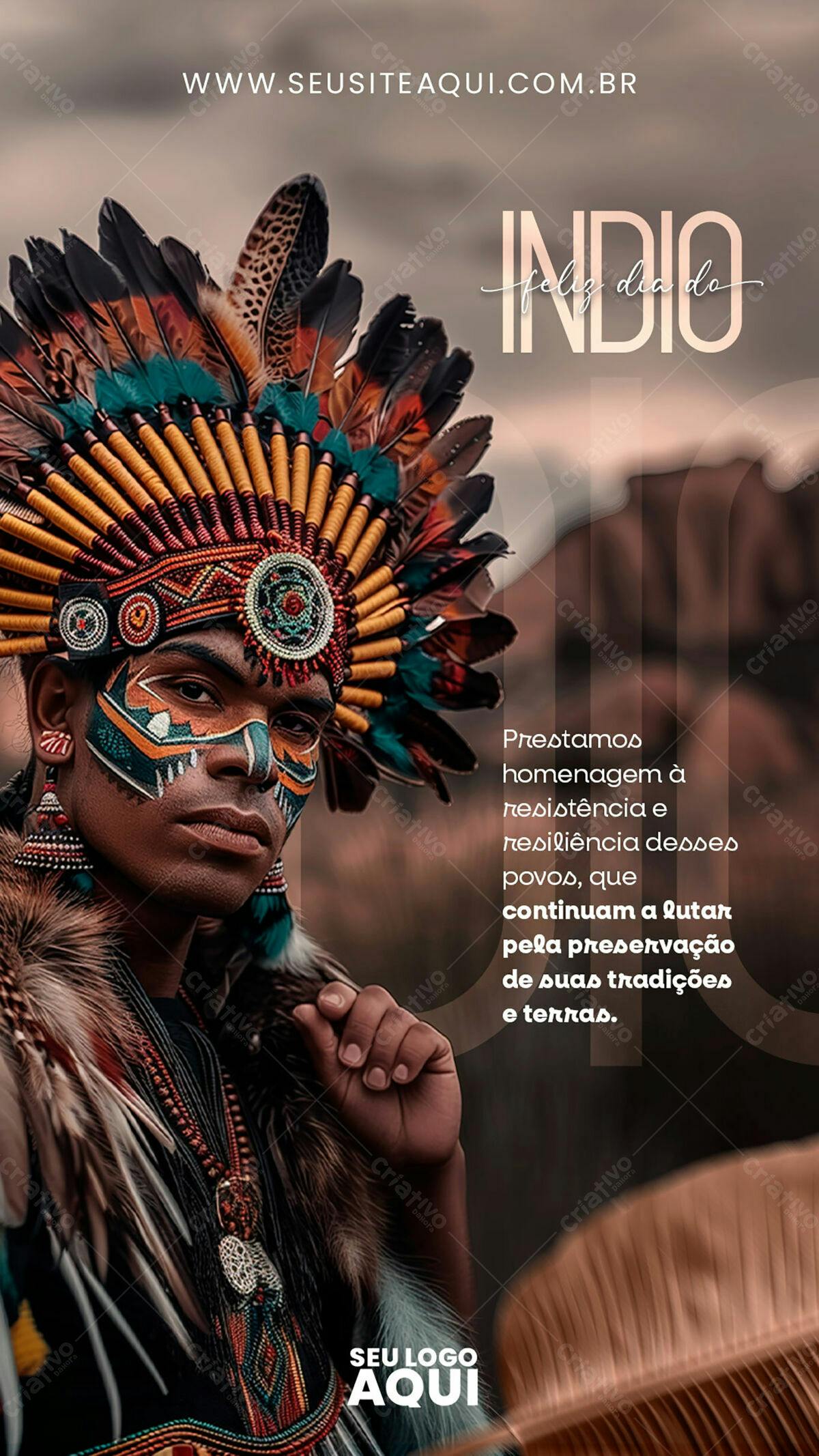 Arte para Dia do Índio PSD Editável