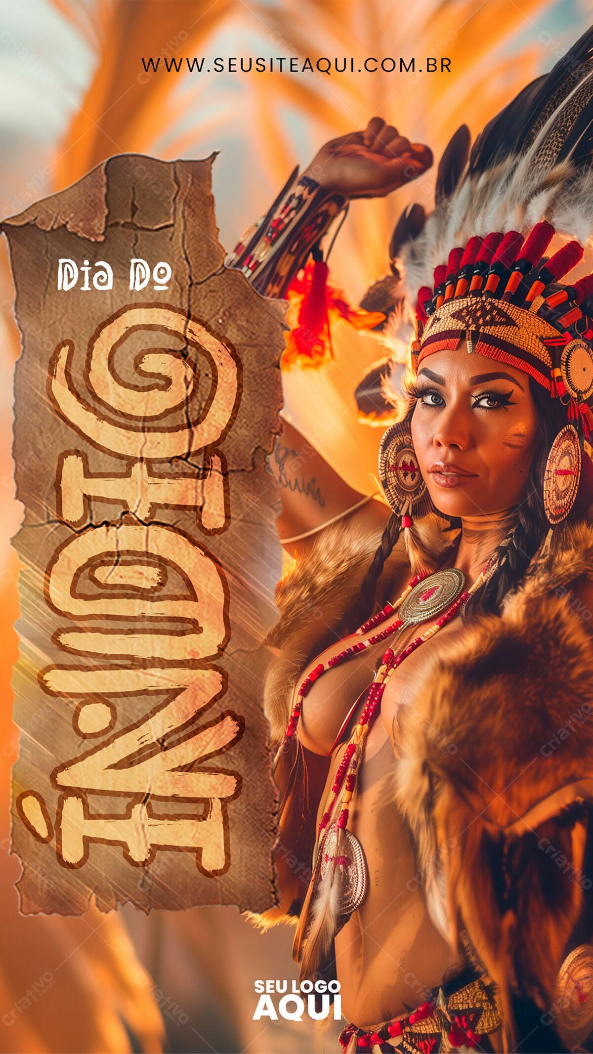 Flyer Dia do Índio PSD Editável