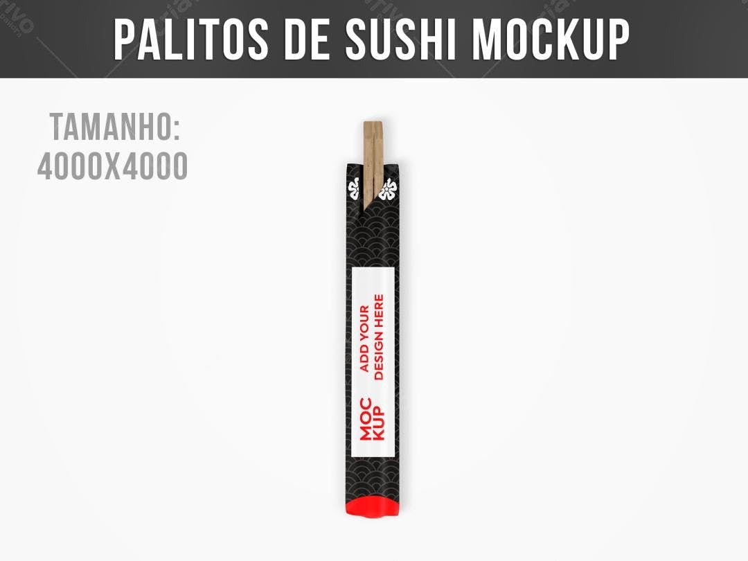 Mockup Realista de Embalagem para Palitos de Sushi