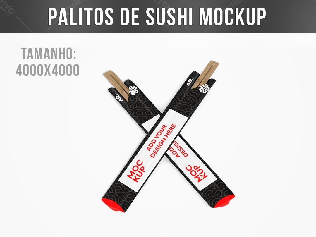 Mockup Realista de Embalagem para Palitos de Sushi