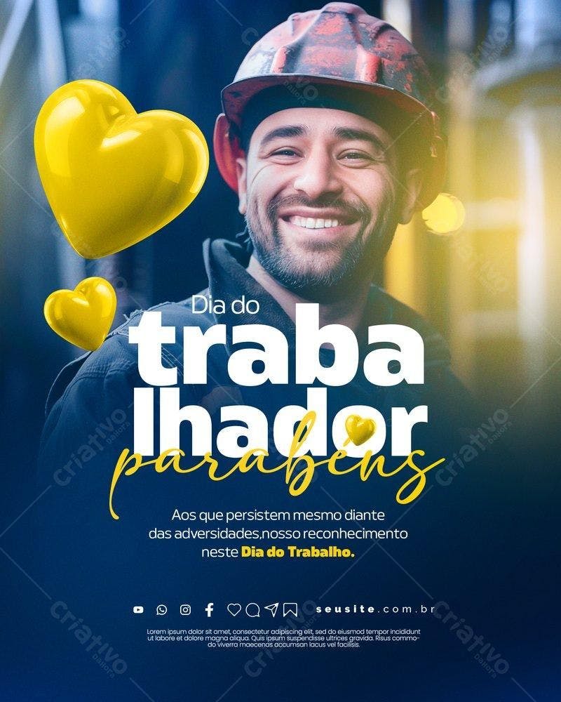 Flyer Dia do Trabalhador PSD Editável
