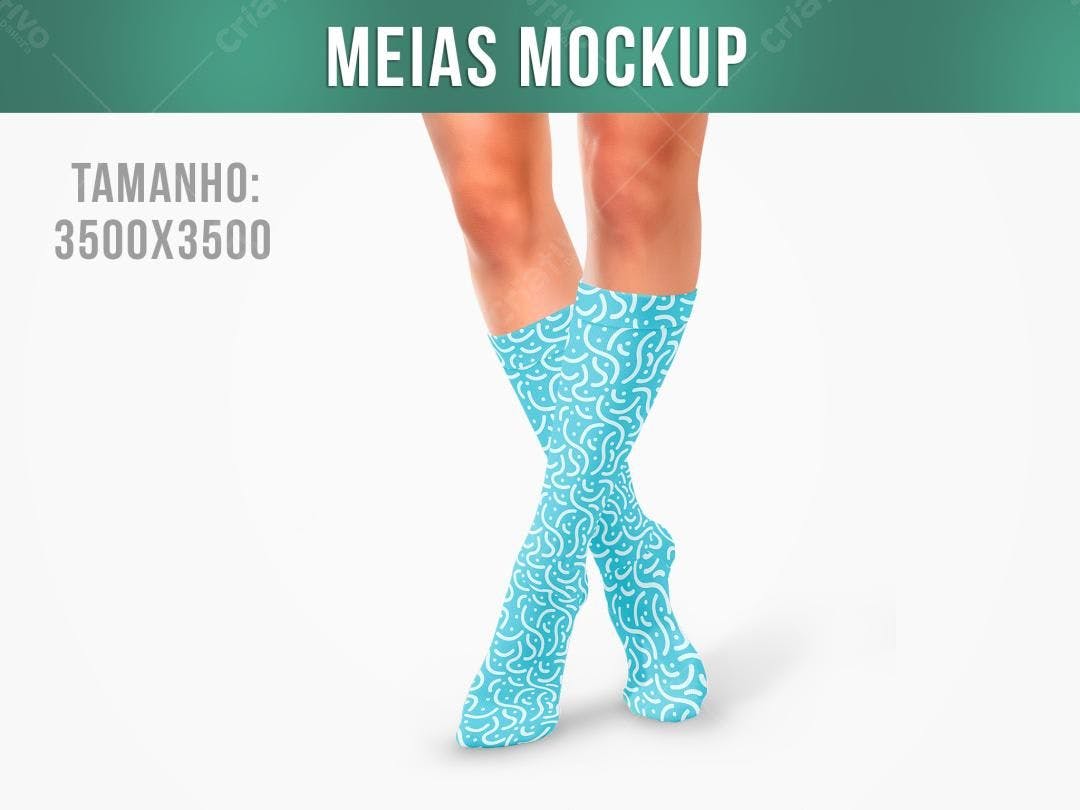 Mockup Meias com Padronagem Abstrata em Azul Claro