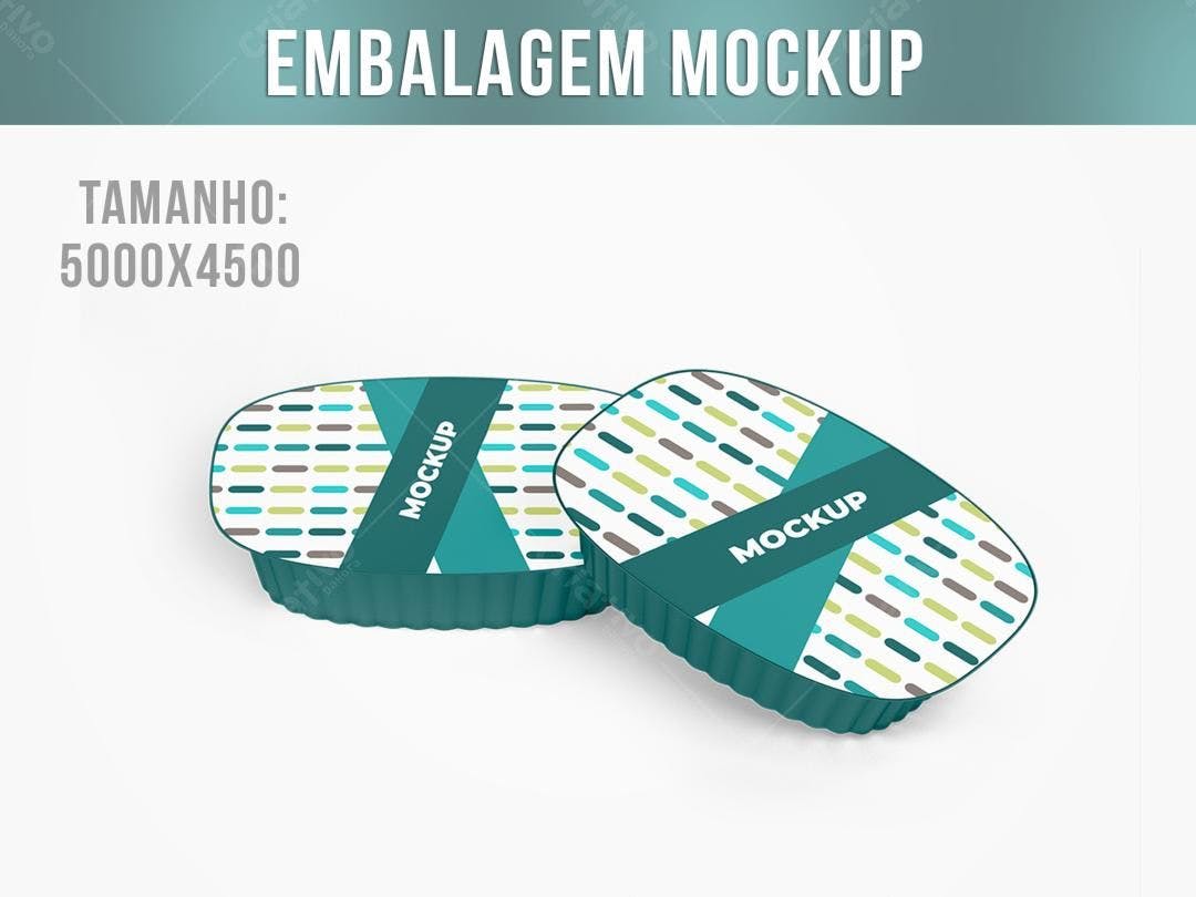 Mockup Embalagem de Sobremesa Teal com Padrão Moderno