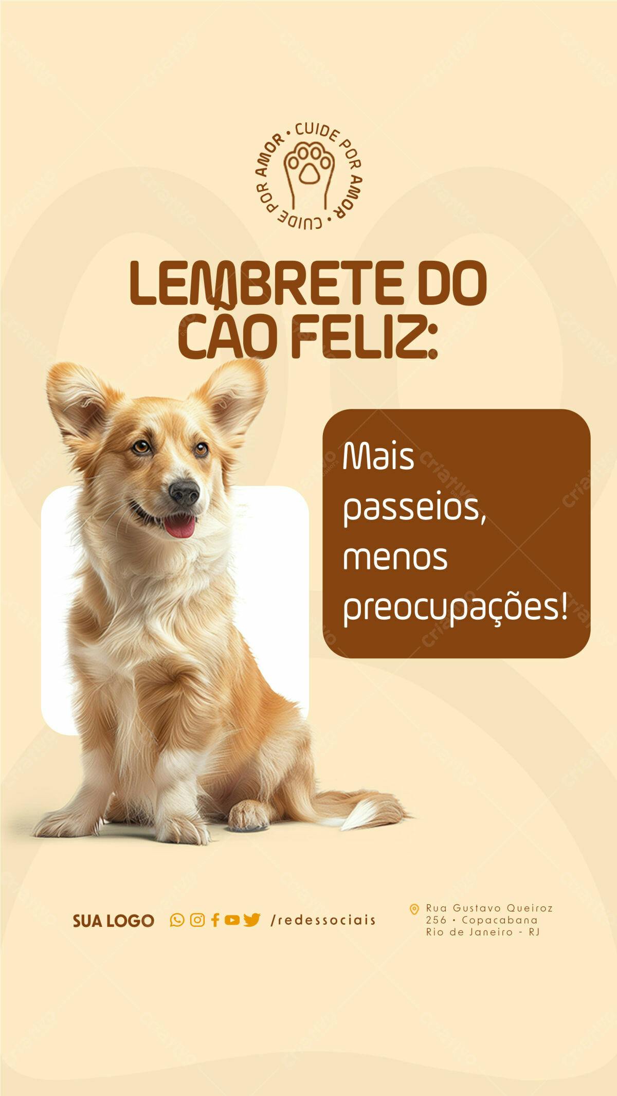 Flyer Lembrete do Cão Feliz PSD Editável
