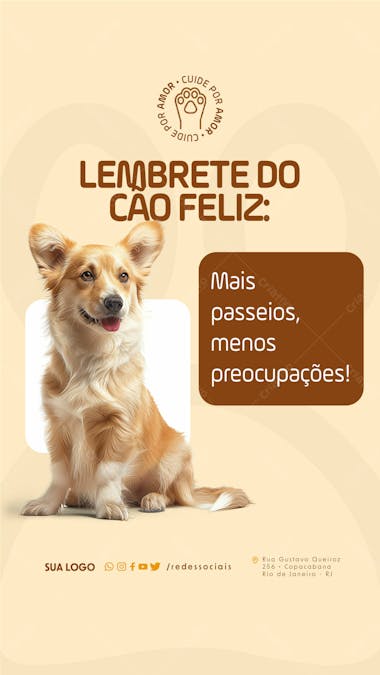 Story petshop lembrete do cão feliz