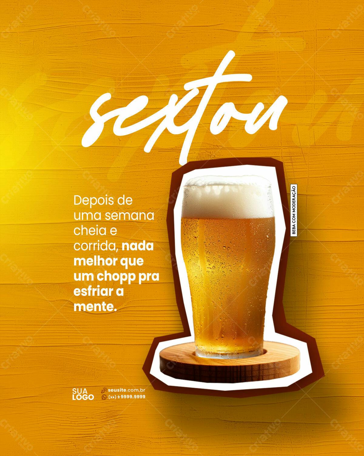 Flyer para Sexta-Feira com Chopp PSD Editável