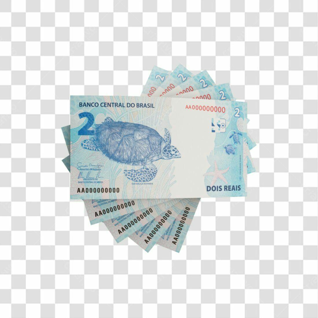 Imagem PNG de notas de 2 reais com fundo transparente