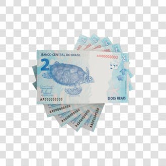 Asset 3d dinheito nota cédula 2 reais real brasileiro finança com fundo transparente