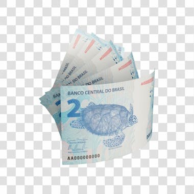 Asset 3d dinheito nota cédula 2 reais real brasileiro finança com fundo transparente