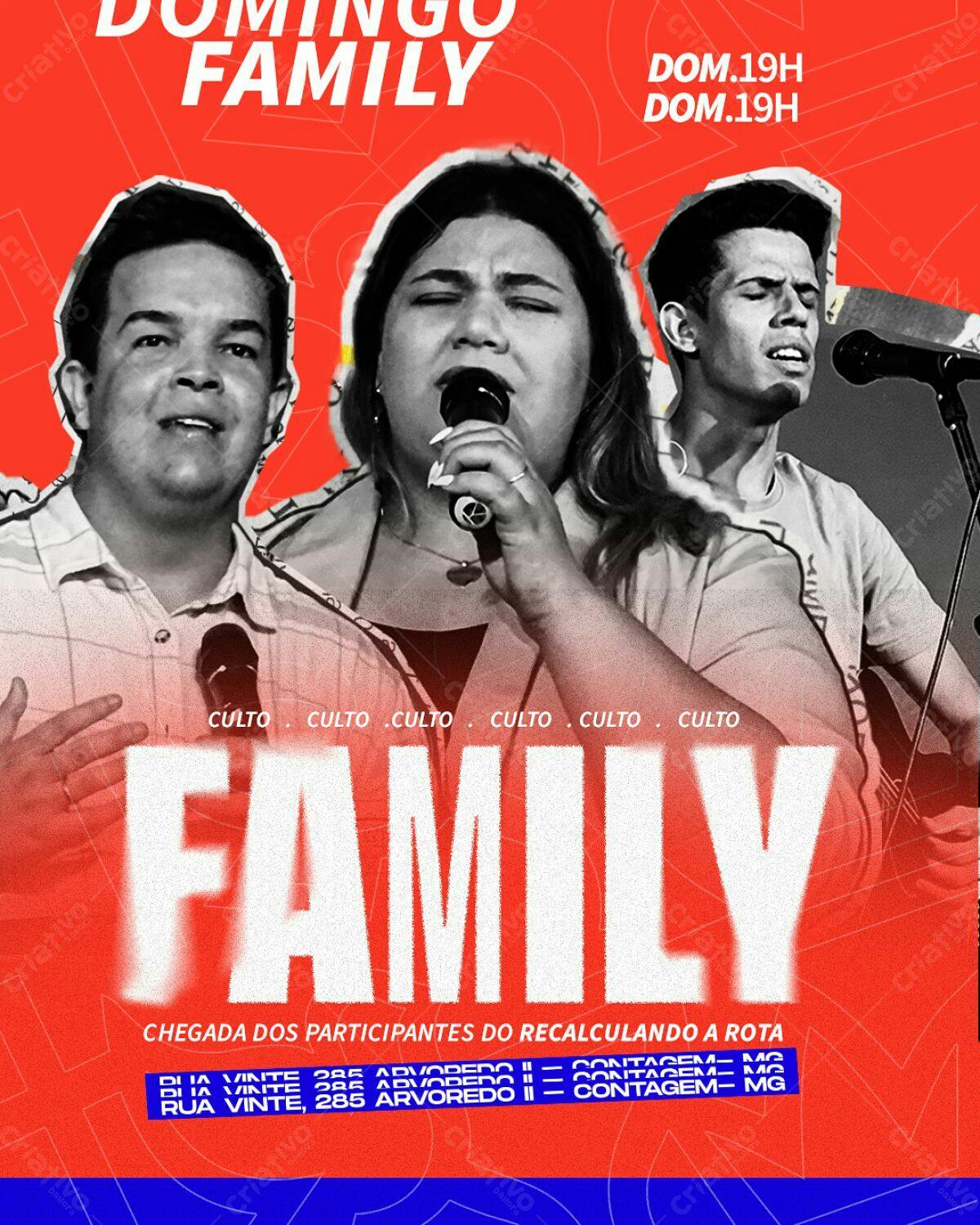 Flyer para Culto Domingo Family PSD Editável