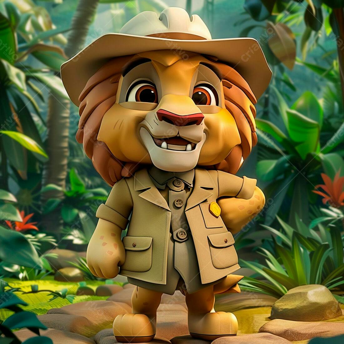 Leãozinho explorador na selva