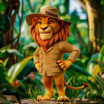 Leão Vestido Com Um Icônico Traje De Safári 3D 2