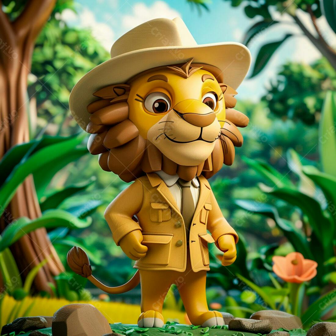 Leãozinho explorador na selva