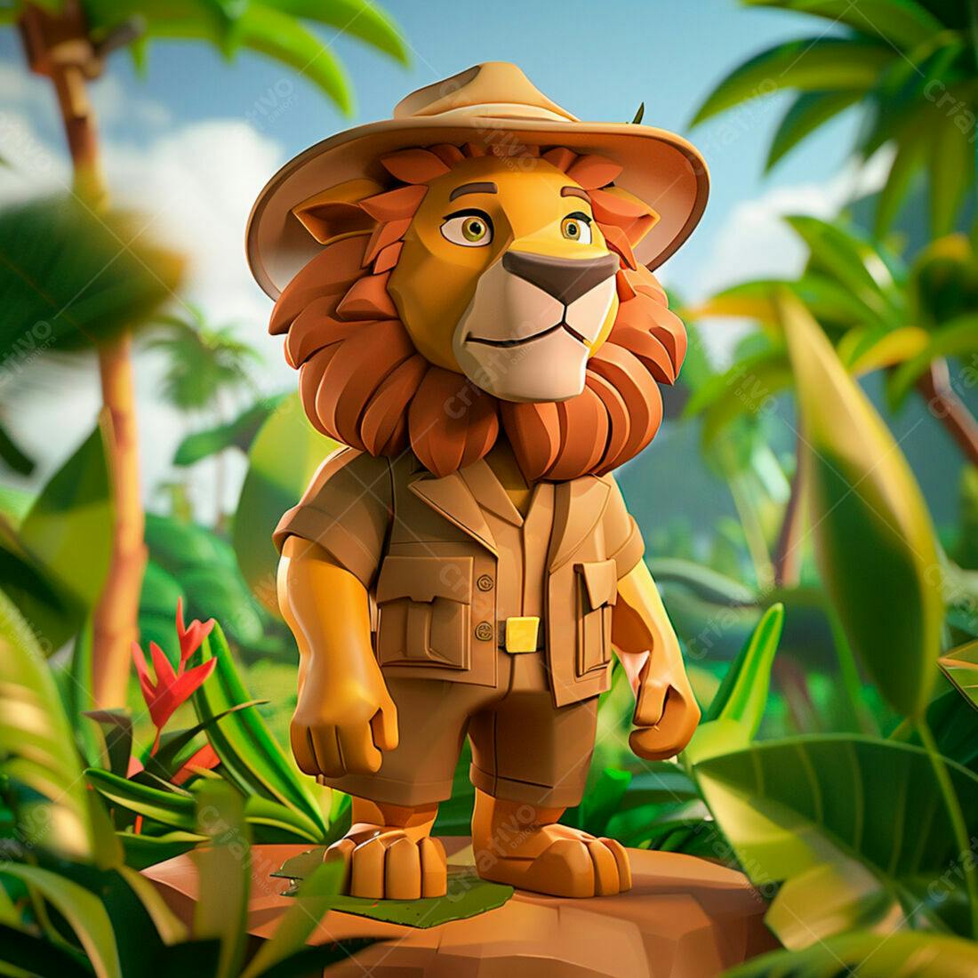 Leão Safari em cenário tropical