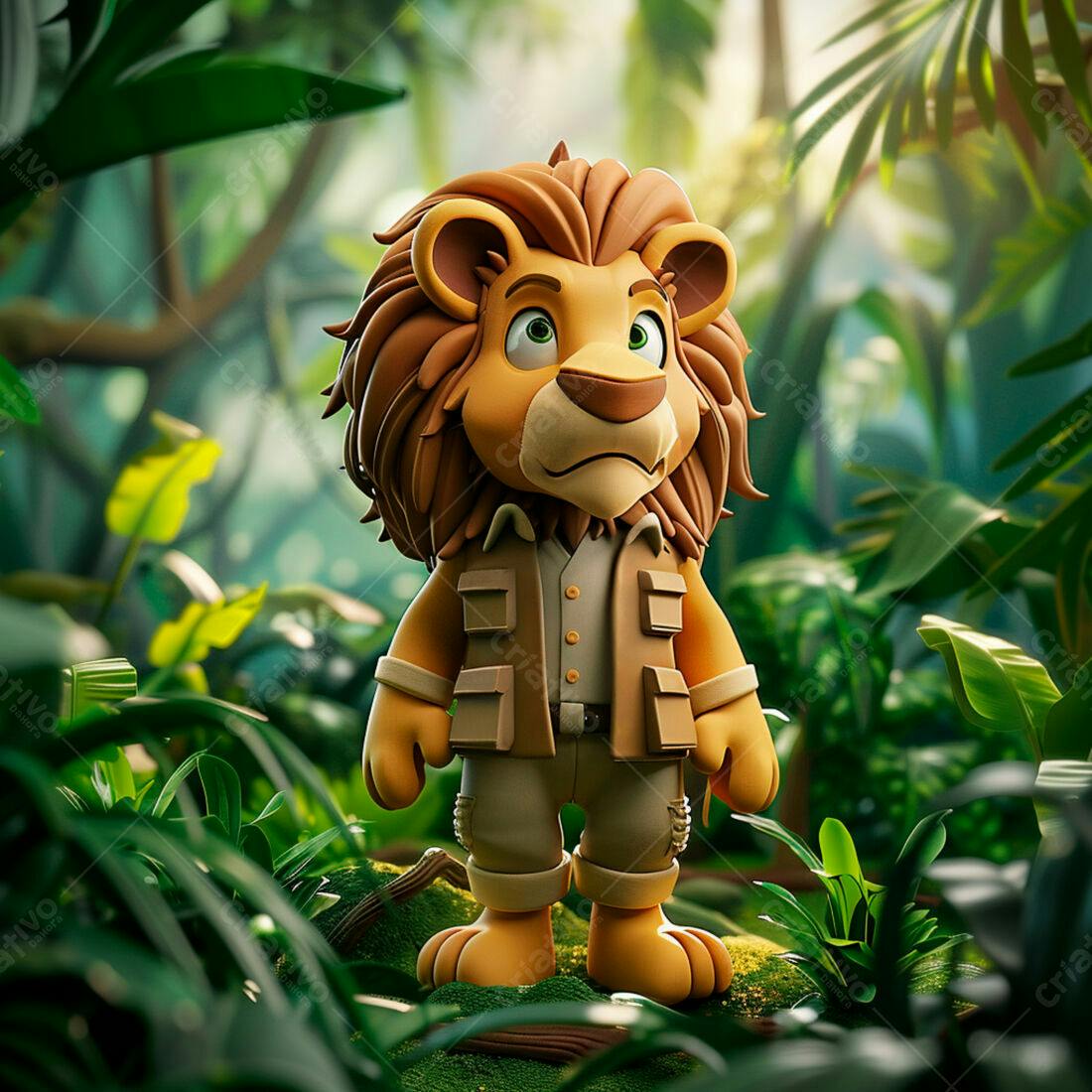 Leãozinho explorador na selva
