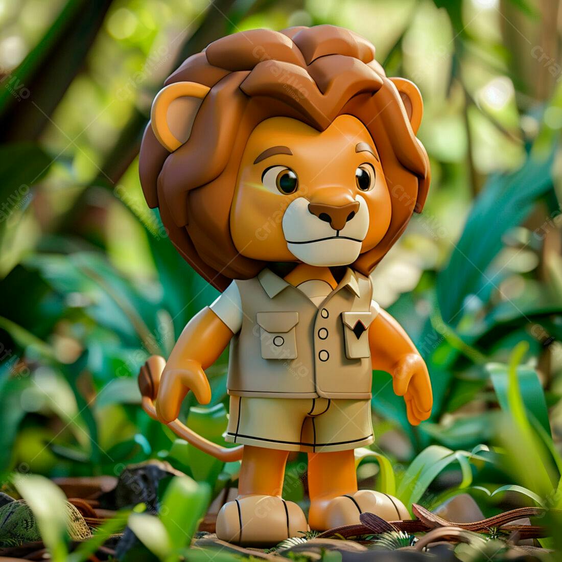 Leãozinho explorador na selva