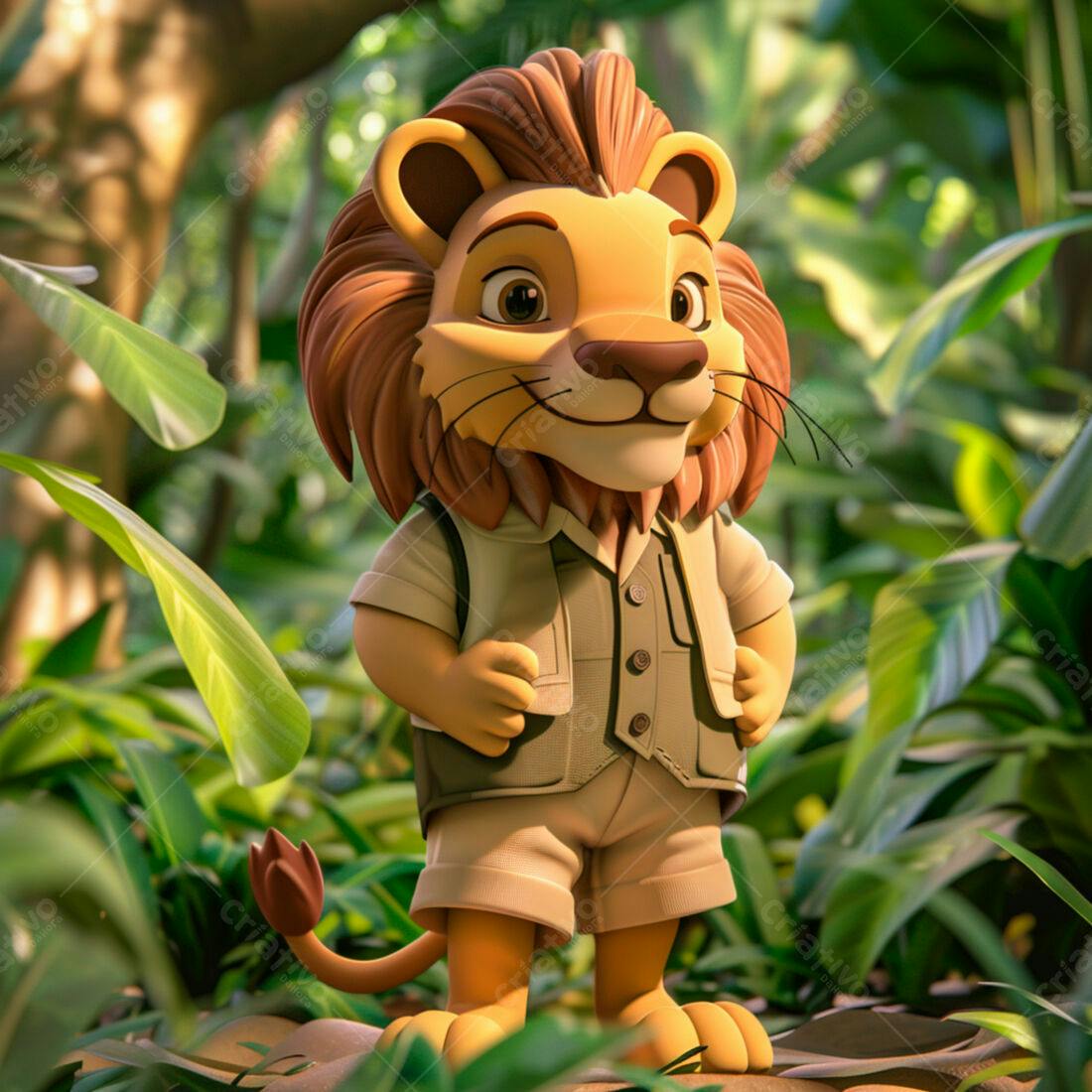 Leãozinho explorador na selva