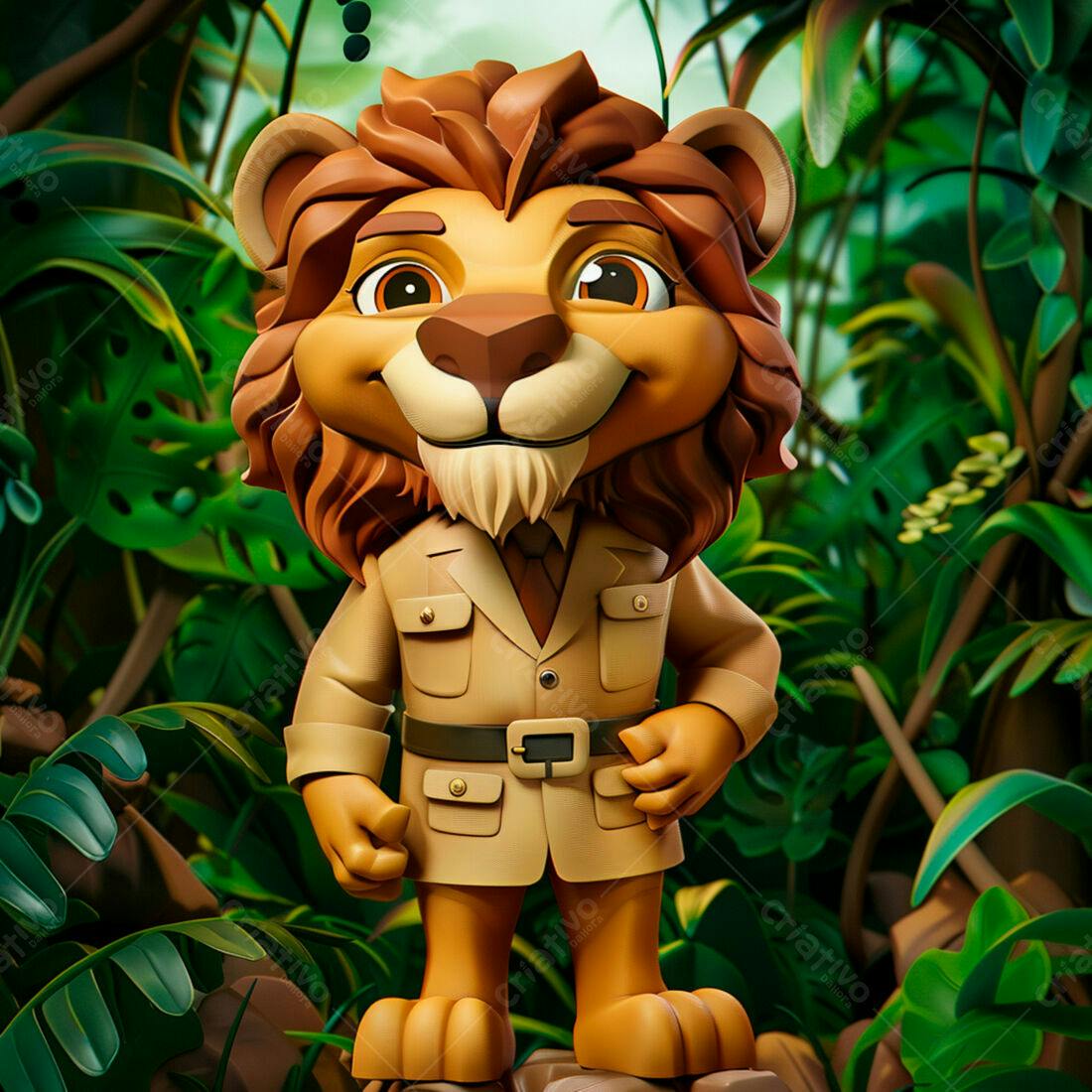 Leão Safari em floresta tropical