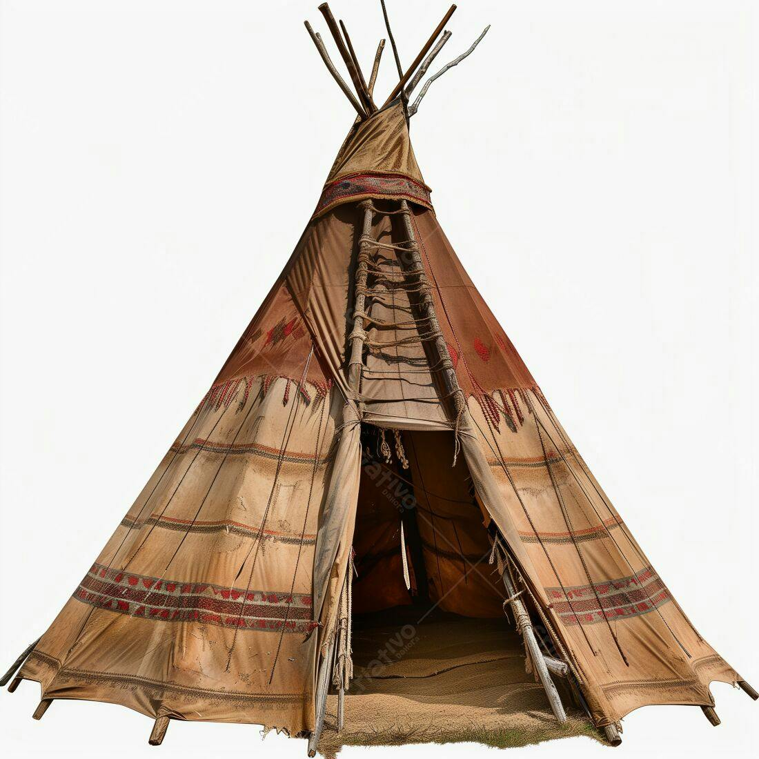 Tipi Indígena Tradicional Bege e Marrom
