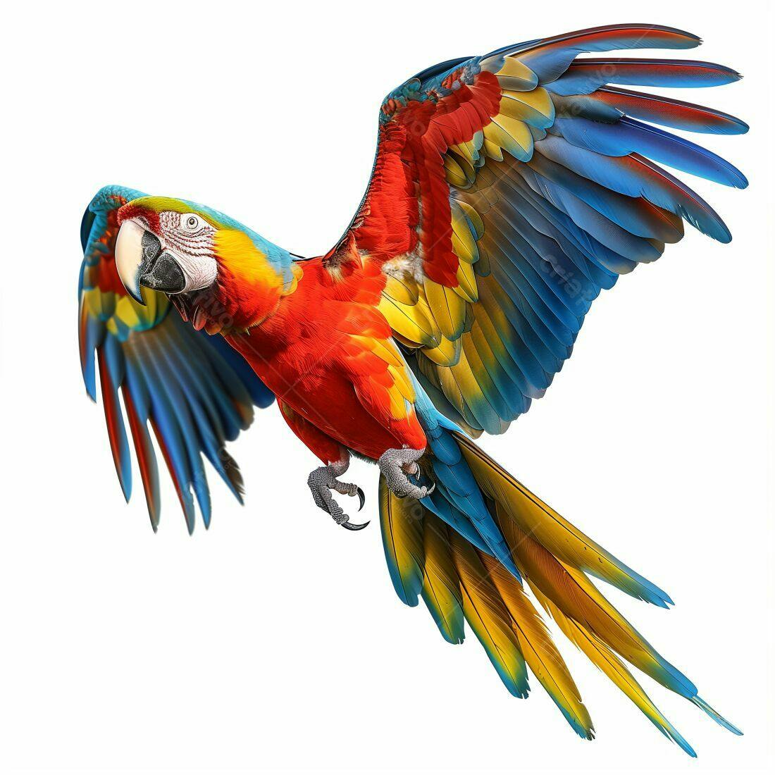 Arara-vermelha em voo cores vibrantes