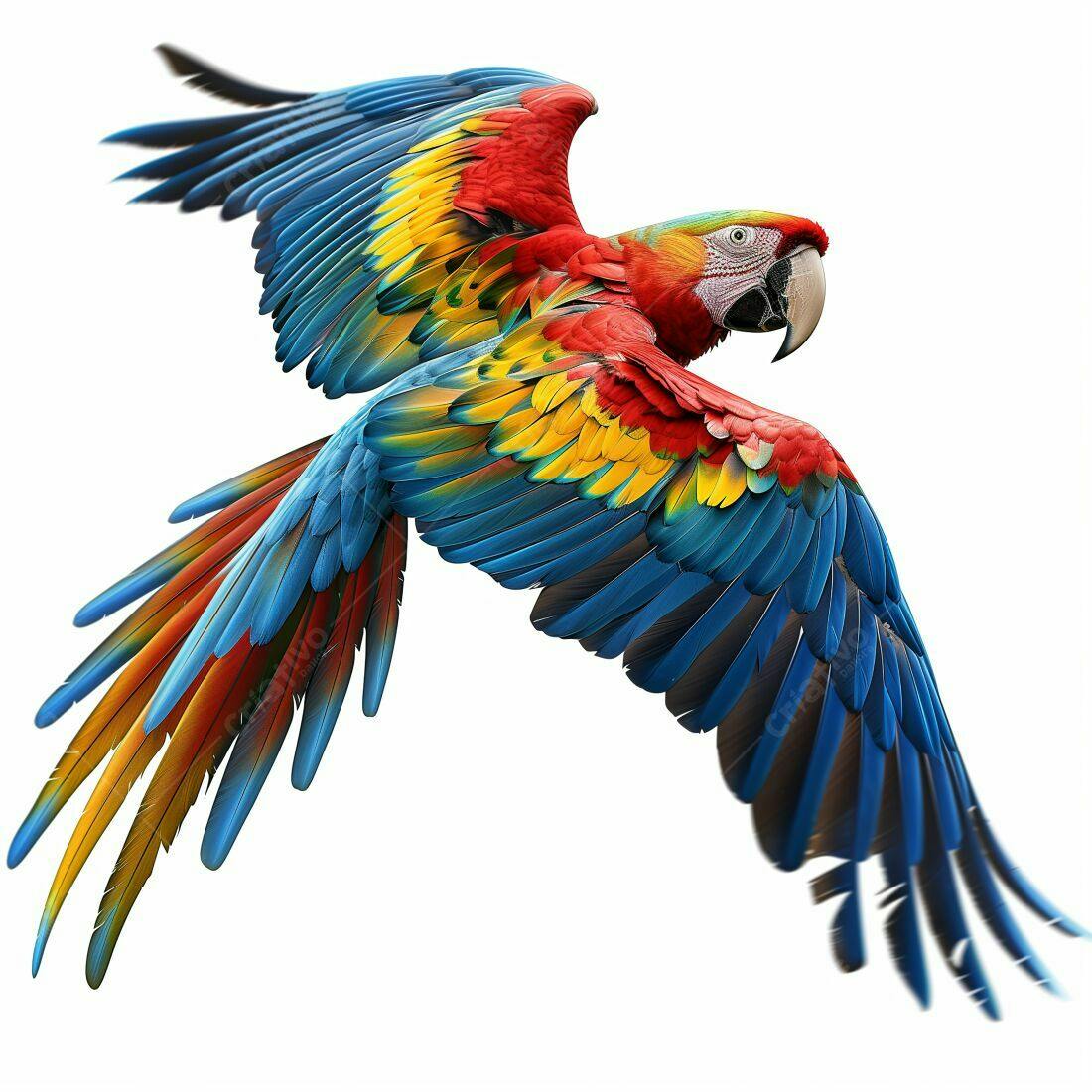Arara-vermelha em voo cores vibrantes
